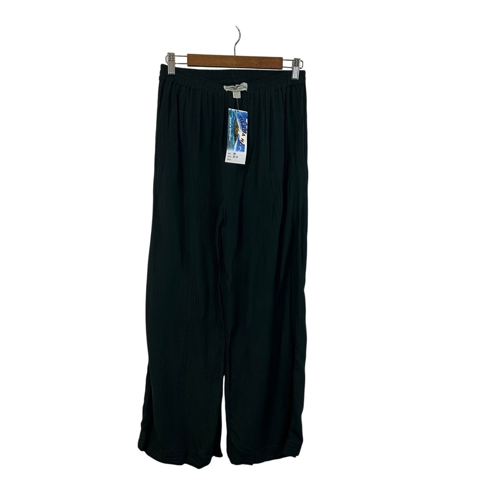 Tienda Ho Rayon Wide Leg Pants OS Dark Green Handmade Boho Resort Festival